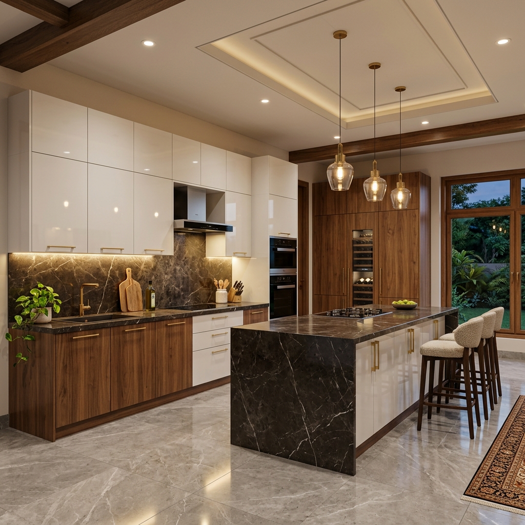 Modern modular kitchen and dining room design Bangalore